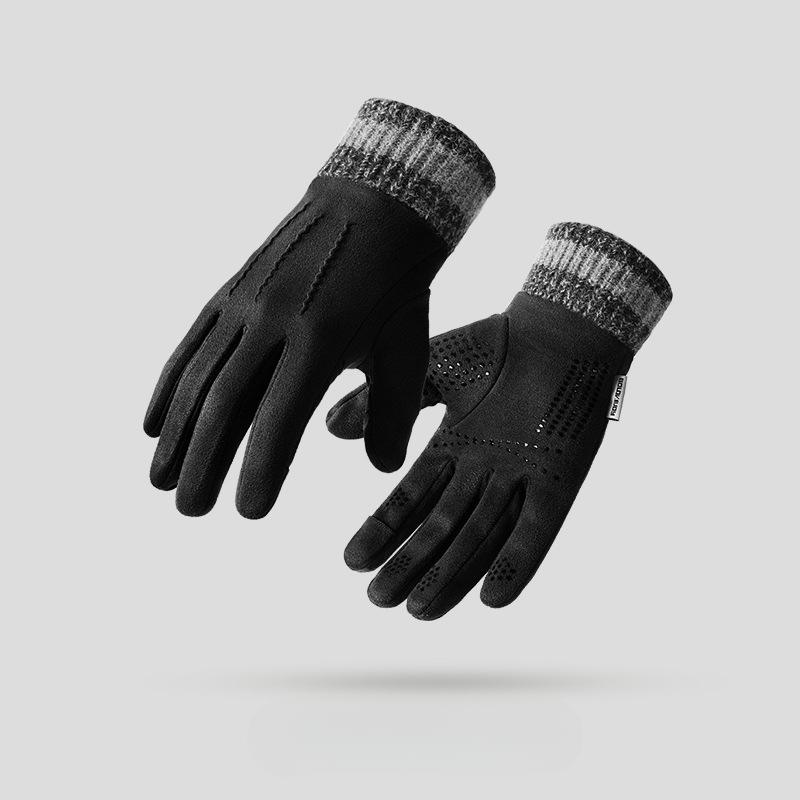 Gloves for Men Autumn and Winter Cold and Windproof Gloves Warm and Velvet Gloves Touch Screen Gloves Cycling and Motorcycle Warm Gloves
