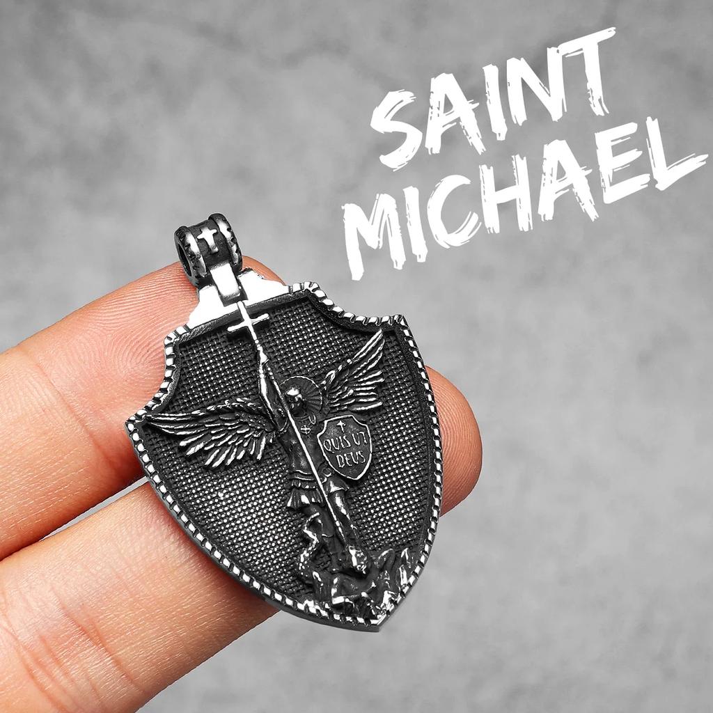 Angel St.Michael Guardian Amulet Men Necklaces Stainless Steel Pendants Chains Women Jewelry Vintage Accessories Gift