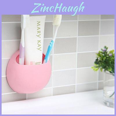 Elegant Home Bathroom Toothbrush Holder In Solid Colors With Wall Mount Suction Cup