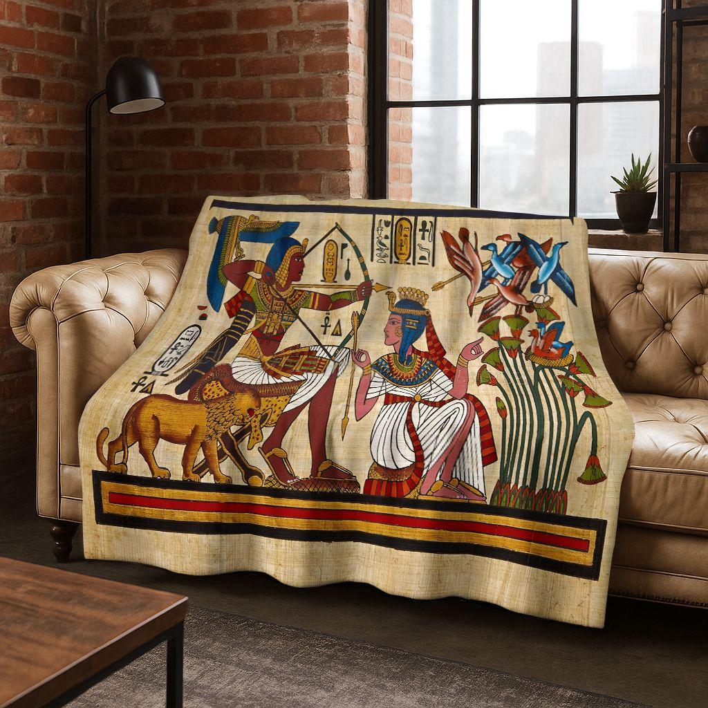Ancient Egyptian Hieroglyphic Symbols Carved Murals Flannel Blanket,Cozy Soft Throw Blanket for Home Bedroom Bed Sofa Cover Gift