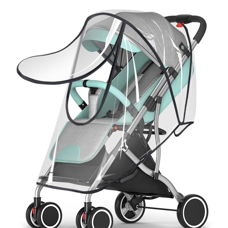EVA Universal Baby Stroller Rain Cover Children Car Windshield Waterproof Front Zipper U-shaped Large Opening Enlarged Thickened