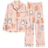 Kyonuza Cute Loungewear Set for and Long Floral Stylish Sleepwear Set for Girls and Size XL Pink X Women's Open-Front Pajamas, Fall/Winter, Soft,