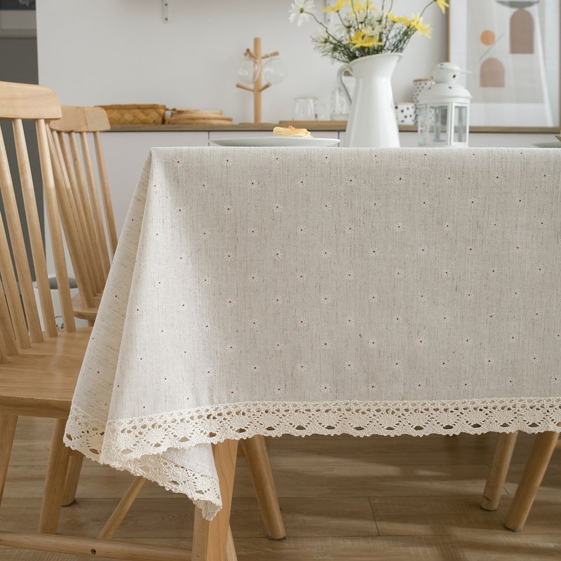 

Скатерть в пасторальном стиле в европейском стиле, хлопково-льняная скатерть, скатерть для чайного столика, скатерть для тумбы под телевизор, скатерть для круглого стола White Daisy 60*60cm