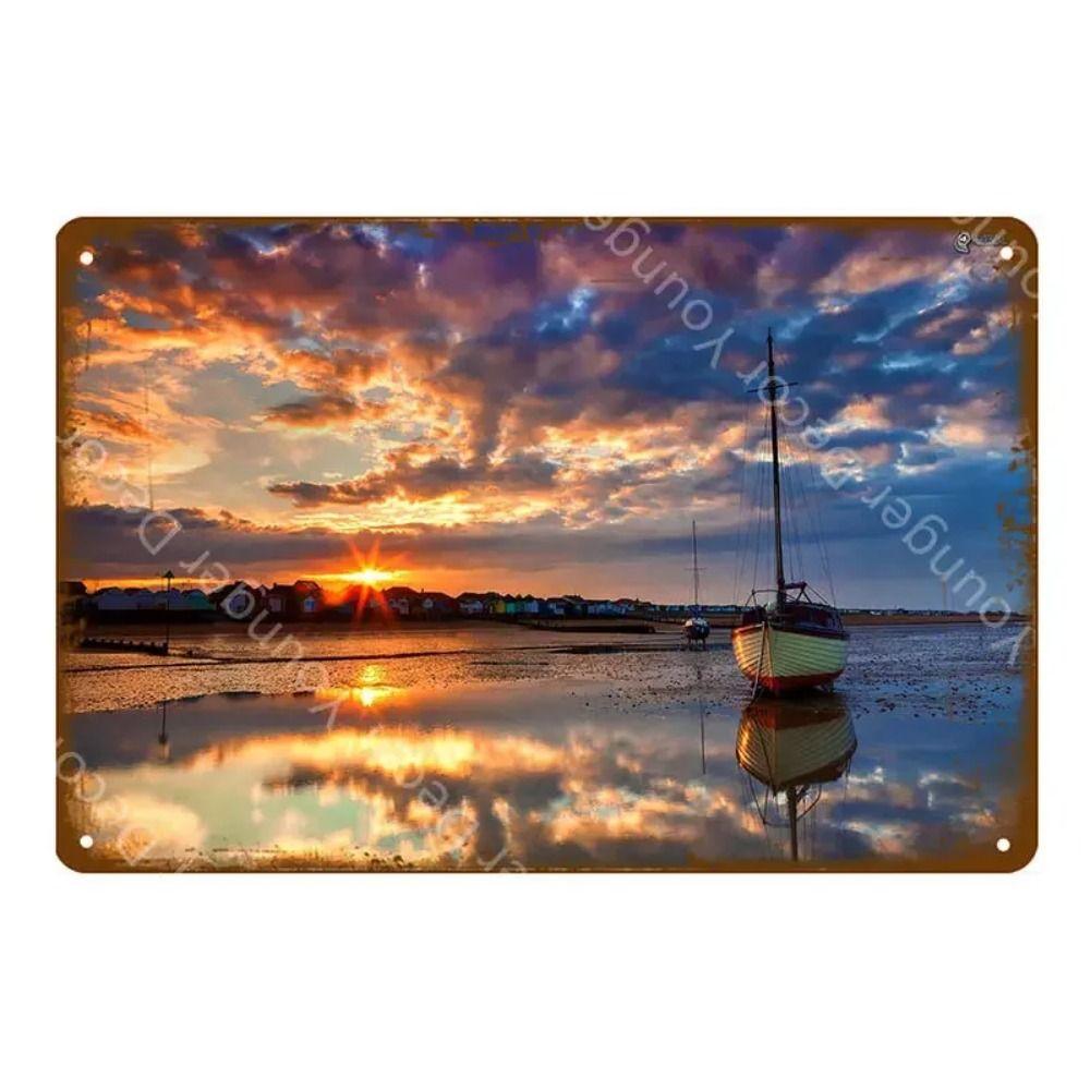 Metal Sign Vintage Sailboat Nautical Decor Maritime Gift Wall Art 20x30 Cm
