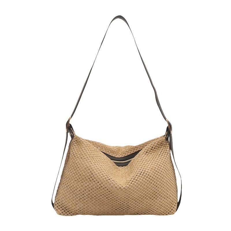Large Capacity Woven Personalized New Trendy Fashion Retro Straw Woven Shoulder Tote Women's Bag