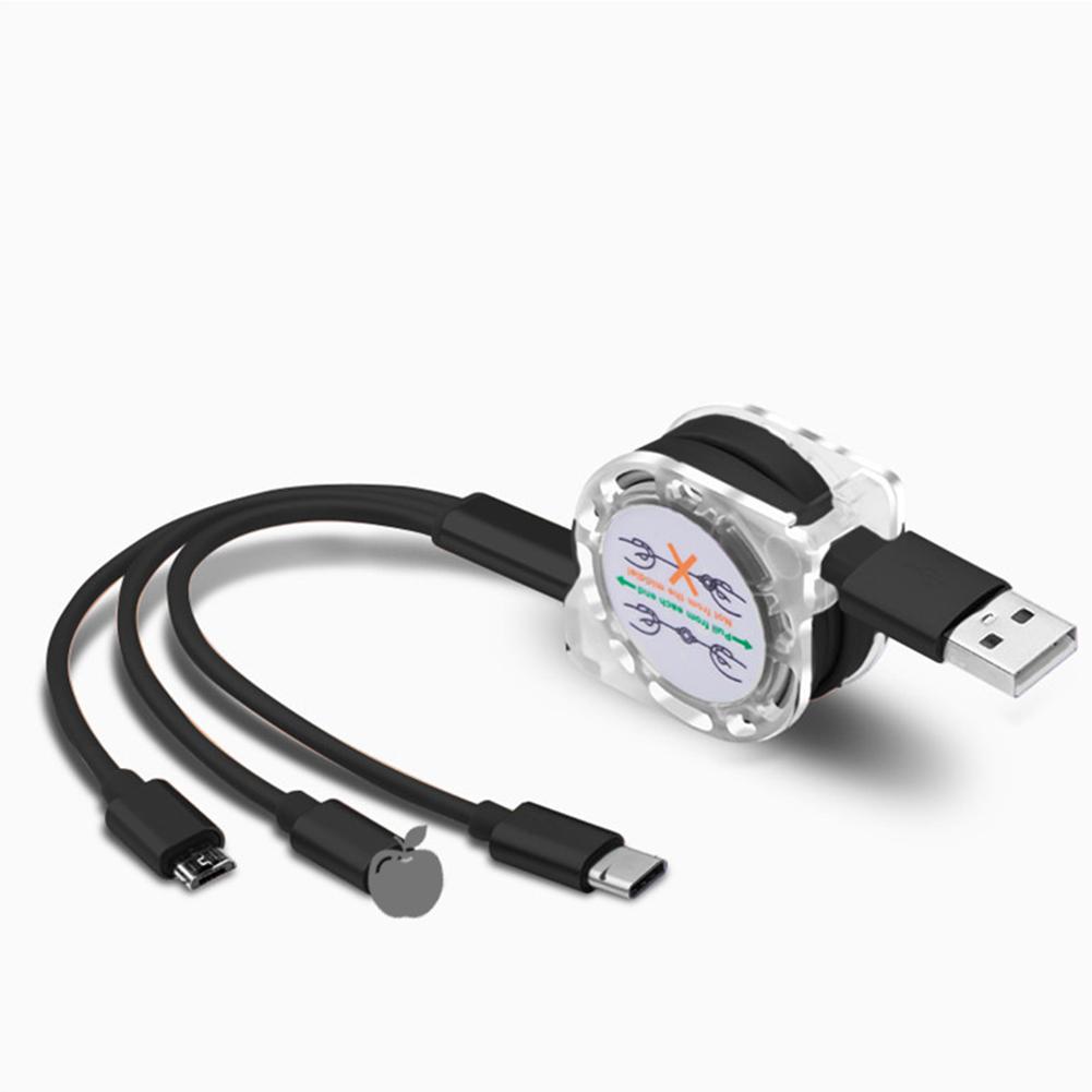 Data  Line Copper One-to-three Multi-function Telescopic Fast Charging Data Cable