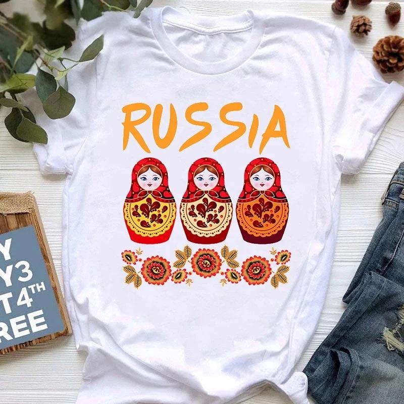 Matryoshka Doll T Shirt 2023 Funny Summer Fashion Tshirt Russian Doll T-Shirt Women White Casual T Shirt Female Harajuku Shirt