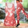 Heart Shaped Pattern Print Yoga Outfit for Women Fashion Workout Leggings Fitness Sports Casual Yoga Set Sports Suit Valentine's Day Exclusive
