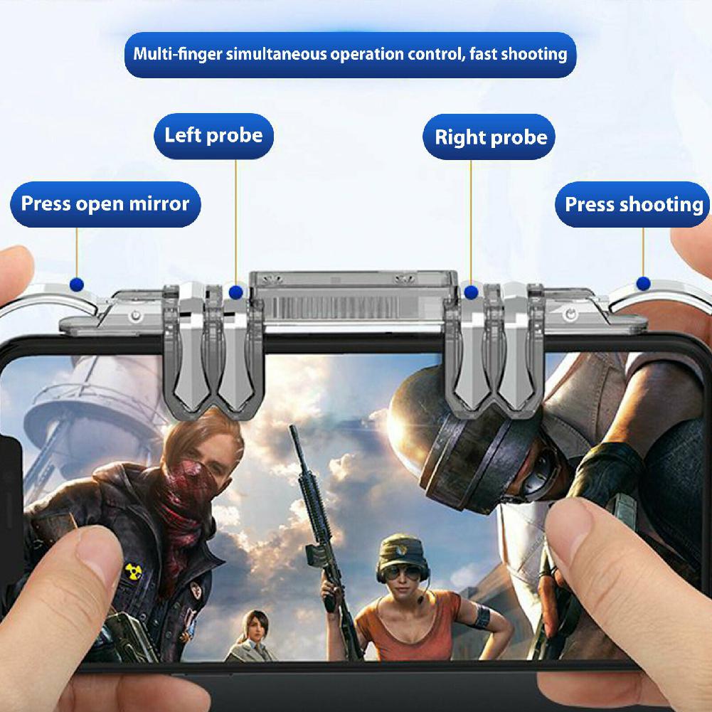 6 Finger Pubg Mobile Game Controller Phone Gamepad Trigger L1 R1 Aim /Shooter Button Joystick for IPhone Android