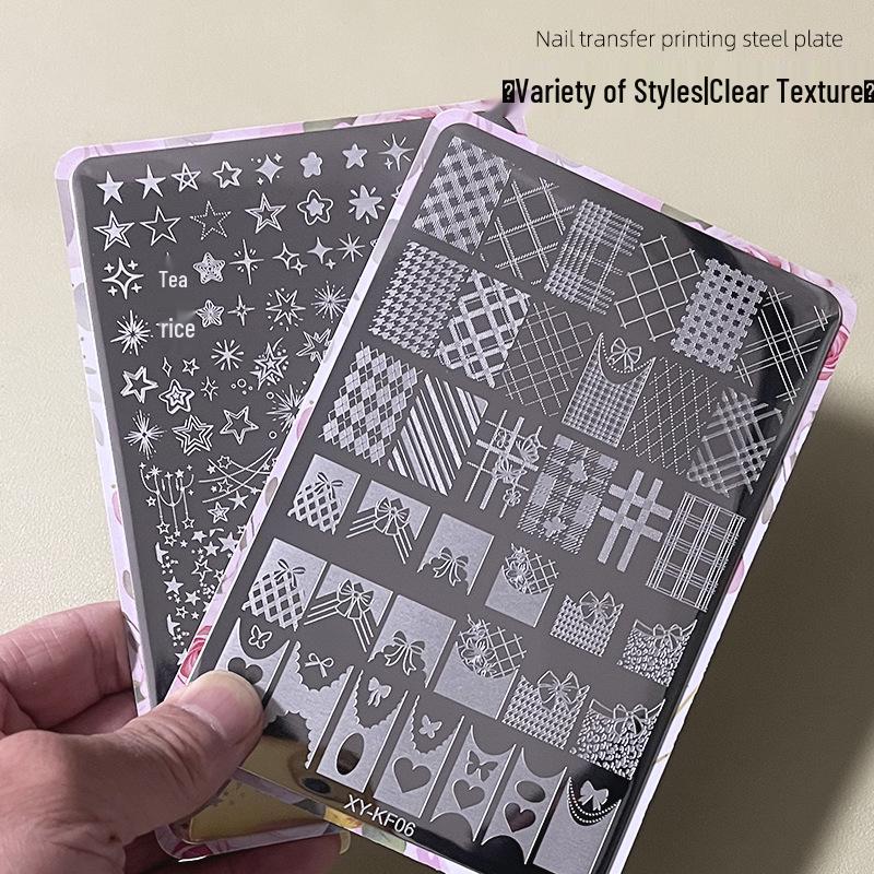 New Style Cross-Border Nail Art Stamping Template: Floral, Lace & Plaid Designs