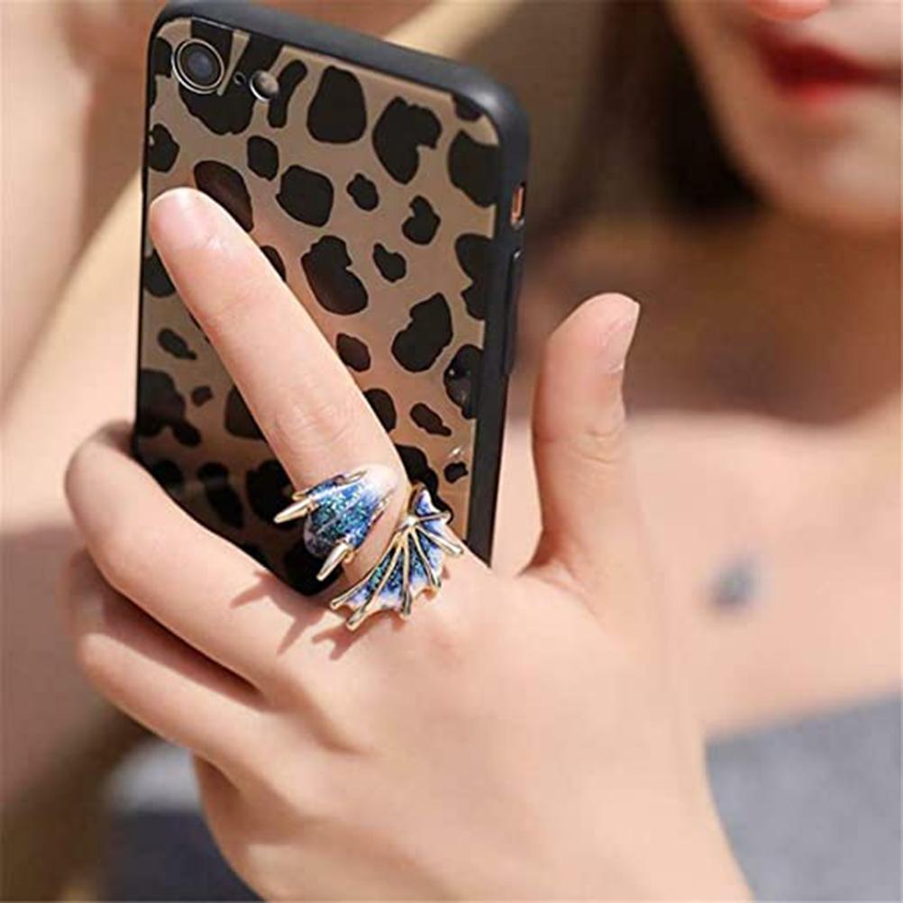 Topaz Dragon Ring Adjustable Gothic Dragon Open Ring Brass Gold Plated Finger Ring for Women Men