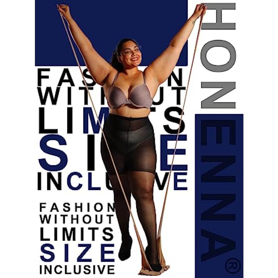 Honenna 2 Pairs Plus Size Sheer Tights For Women, 17 Colors Ultra Thin Pantyhose Reinforced Toes High Waist Stockings 1Xl-6Xl