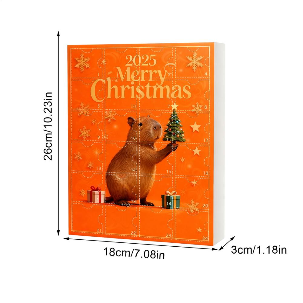 Capybara Advent Christmas 2025 2D Acrylic Decorations 24 Days Capybara Ornament Countdown Calendar for Home Living Room Family