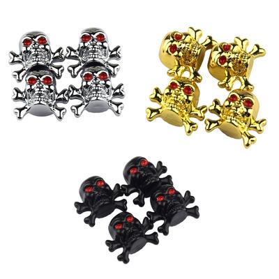 4 Piezas Tapones de Presión de Aire para Neumáticos de Coche Tapones para Vástagos de Válvulas de Rueda de Coche Accesorio para Neumáticos para Coche Camión Motocicleta Tapones Estilo Calavera
