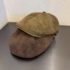 Vintage Amerikanische Lässige Wildleder Newsboy Kappe Damen Winter Herbst Malerhut Große Größe Schmeichelhaft Wendbares Design