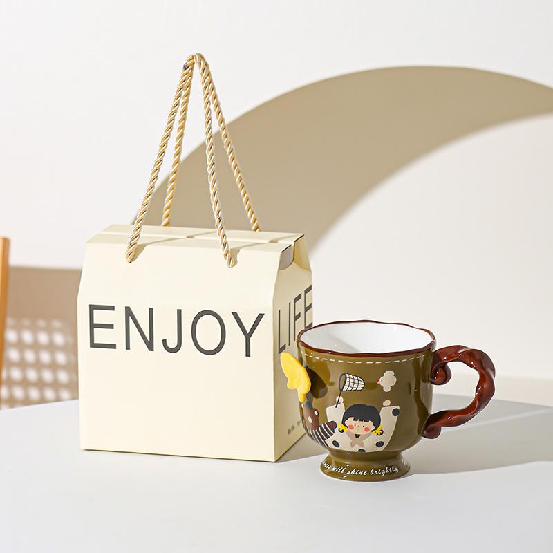 Retro Cute Girl Mug Ceramic High Value Home Office Water Cup Coffee Cup Souvenir Birthday