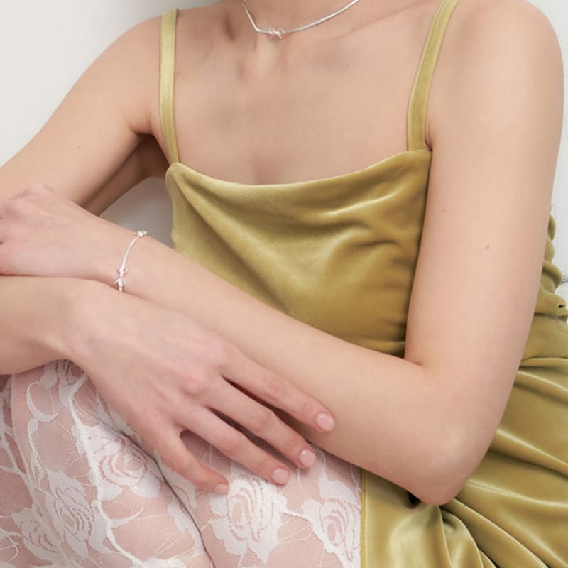 Geegee [silver925] Ribbon Plat Chain Necklace