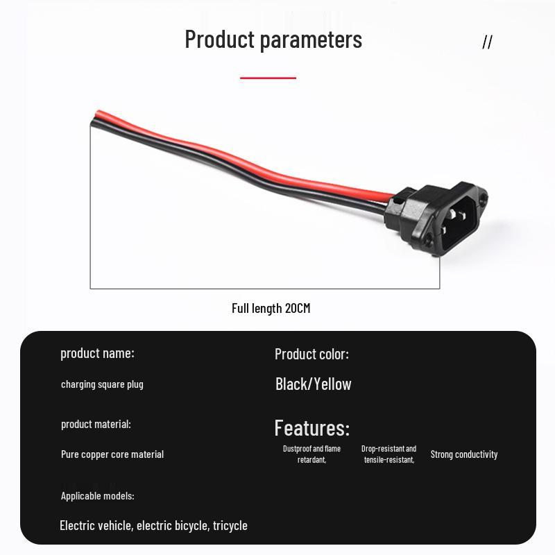 

Electric Vehicle Charging Port Connector: Battery Pin Interface Socket, Male & Female Converter, Charging Head, Power Cord Standard Square Plug/pc