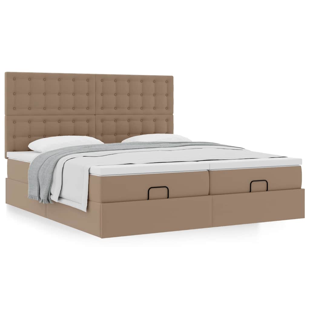 Ottoman Bed with Mattresses Cappuccino 180x200 Cm Faux Leather