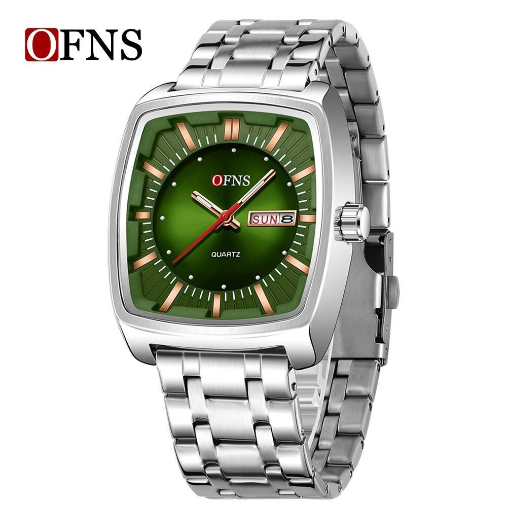 Luxury Men Watch Classic Red Green Dial Men's Quartz Wristwatch Sliver Calendar Male Reloj Stainless Steel Man Clock
