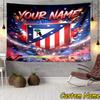 Custom Name Atletico Madrid Crest Tapestry Accessories for Bedroom,Livingroom, dormitory Room Wall Hanging Decor, Fan Birthday Gifts
