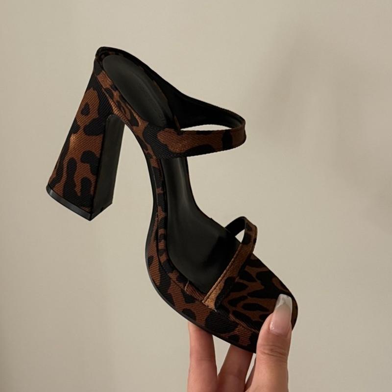Fashion Leopard High Heels Women Slippers Fashion Sexy Shoes Summer Elegant Pumps Heeled Shoes Woman 2025 Trend Brand Zapatillas Mujer