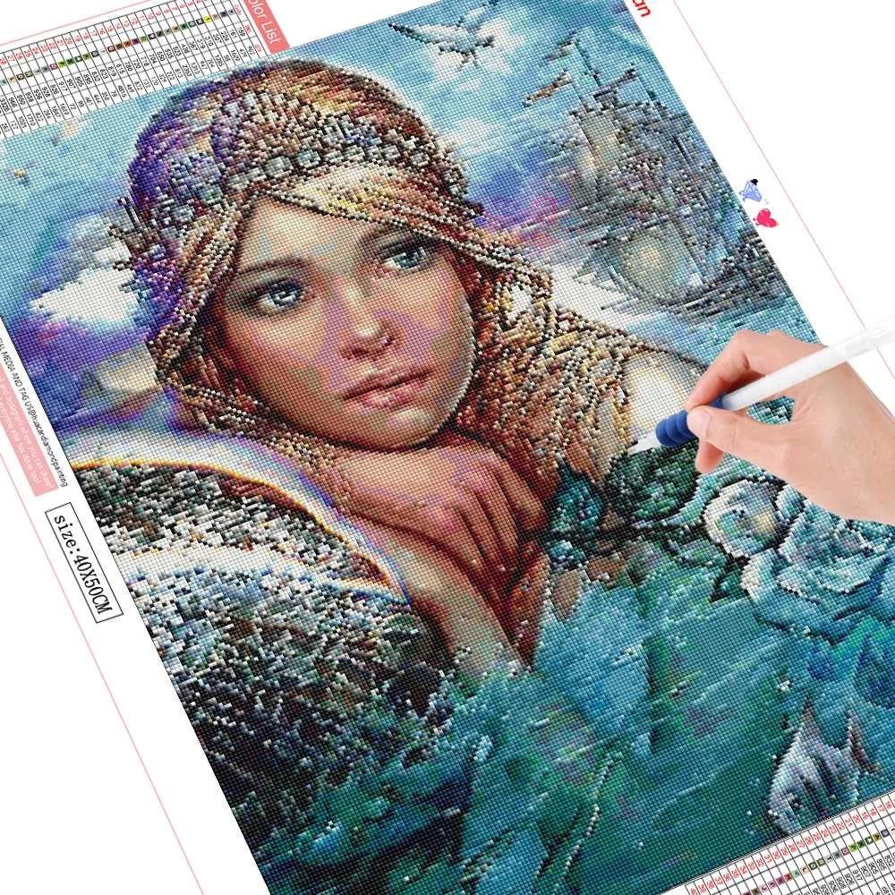 

HUACAN 5d Алмазная вышивка Распродажа Девушка Алмазная мозаика Портрет Полный дрель Квадратная алмазная живопись Набор для вышивки крестом Декор Full Square 30*40 cm