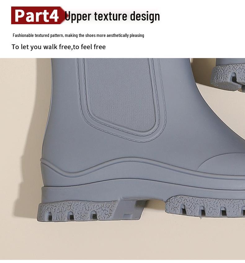 Women's Mid-Calf Waterproof Fashion Rain Boots - Korean & British Style, Non-Slip, Wear-Resistant Rubber Shoes for Daily Wear.