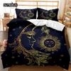 Bohemian Duvet Cover Set 3D Golden Sun and Moon Bedding Set for Kids Teens Adults Double Queen King Size Polyester Qulit Cover