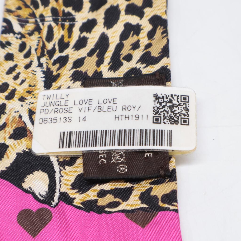 HERMES [Brand New] 063513S 14 JUNGLE LOVE LOVE Jungle Love Love Silk Twilly scarf ROSE VIF/BLEU ROYUsed