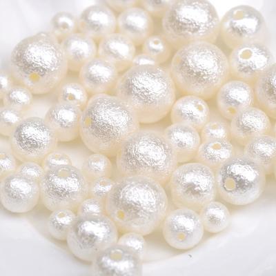 Conjunto variado de contas de algodão estilo pérola de furo duplo 4 mm 6 mm 8 mm 10 mm 12 mm aproximadamente 370 contas redondas materiais de artesanato para pérolas de resina faça você mesmo feitas à mão