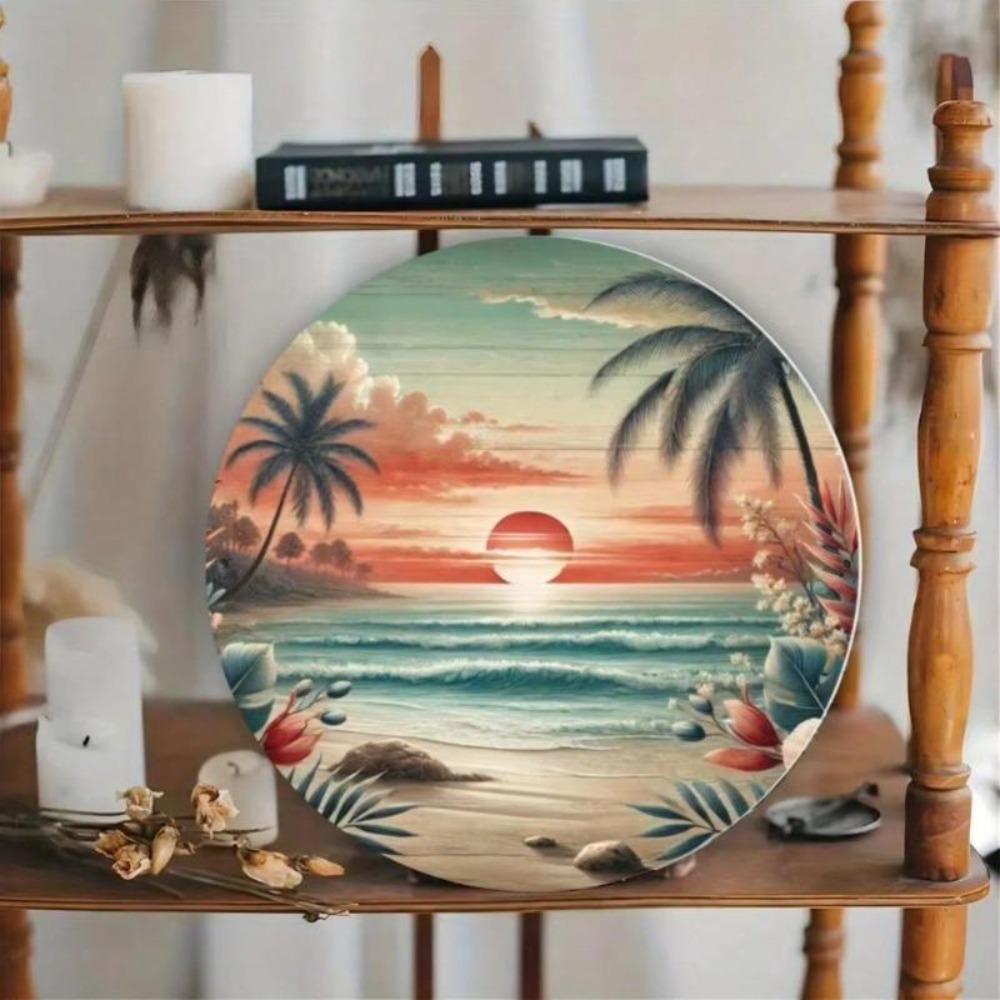 Coastal Sunset Metal Wall Art Men's Room Decor Thanksgiving Beach House Halloween Living Bathroom Kitchen Wall Decor