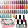 PHOENIXY 24 PCS Gel Nail Polish Set Needed Base and Glossy Matte Top Coat Soak Off Gel Nail Set Suitable for All Seasons Gel Polish Gifts