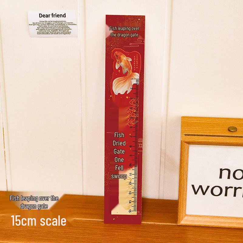 Golden Koi Magnetic Bookmark Ruler - Cute Graduation Gift for Students 15cm Scale