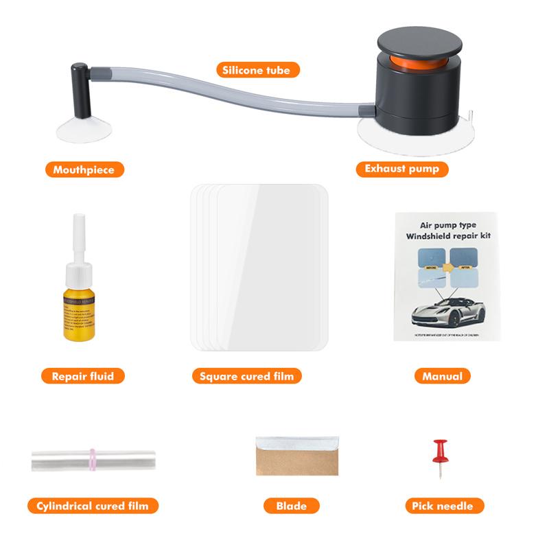 1 Sada Sada na opravu čelního skla automobilu Automobilové sklo Nano opravná kapalina Typ vzduchové pumpy Oprava prasklin Nástroje pro bodovou opravu Odstraňovač škrábanců na okno čelního skla automobilu