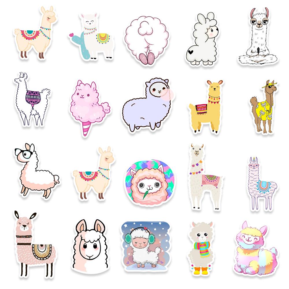 50-Pack Cute Alpaca Stickers for Phone, Laptop, Water Bottle, and Fridge