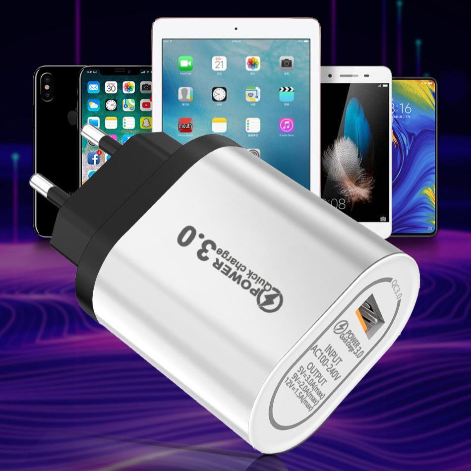Universal QC3.0 Fast Charger - UK/EU/US Single Port for Mobile Phones