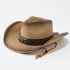 European and American Fashion Big Eaves Western Cowboy Hat Women's Spring and Summer New Rolled Edge Bull Head Sunscreen Shade Straw Hat
