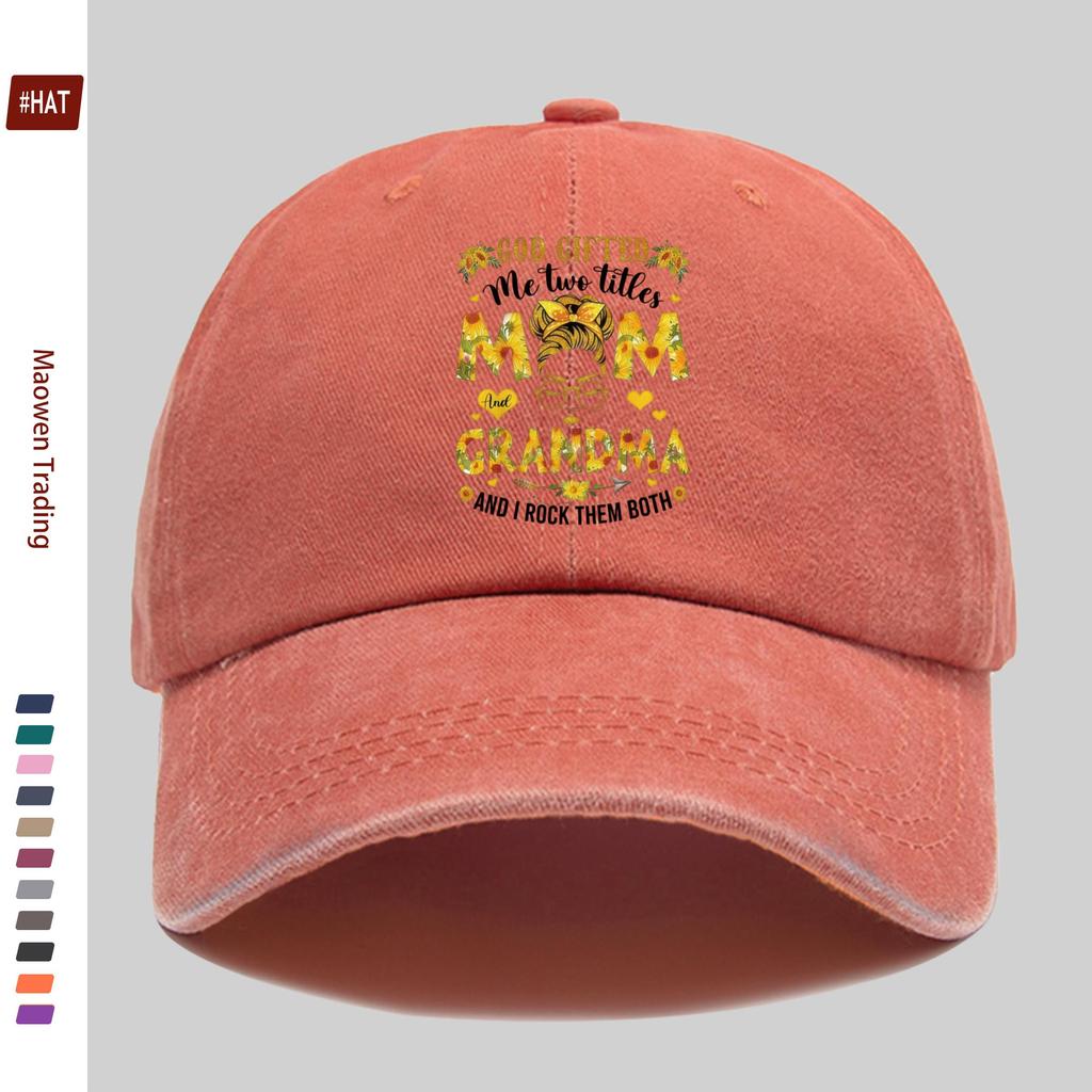 pc Sunflower Braid Print Baseball Cap with Mom And Grandma Letter Fashion Design Sun Hat Comfortable Lightweight Trucker Sun