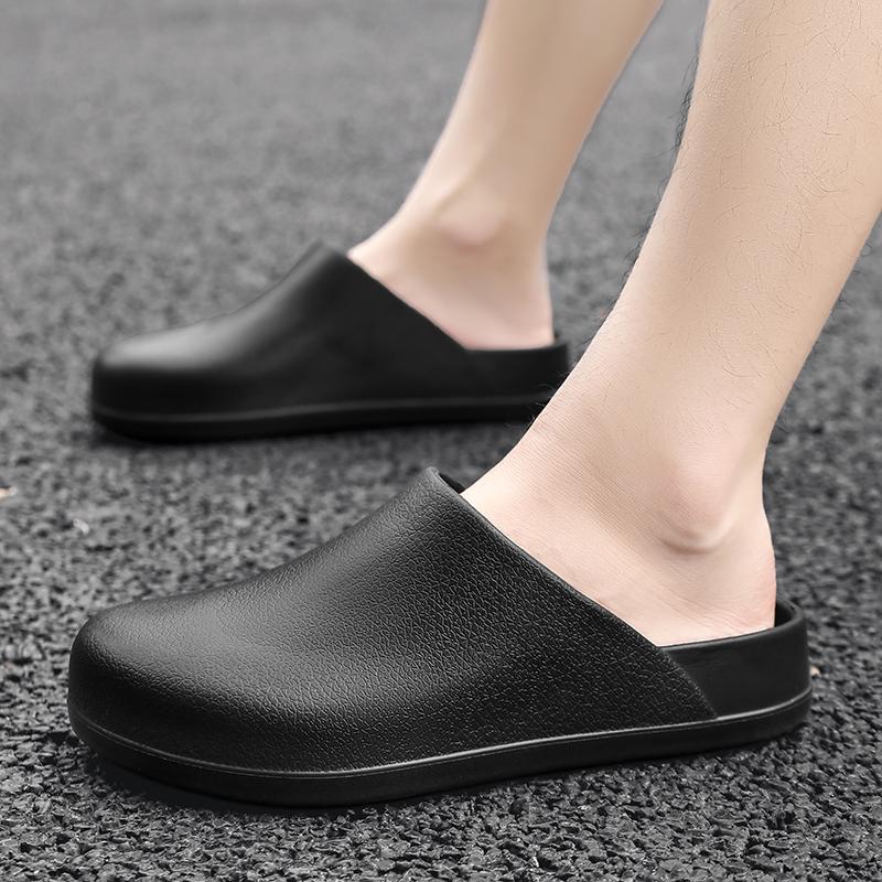 Fashion Thick Bottom Slippers Men Chef Shoes Non-Slip Bathroom Home Flip-Flops Soft Sole Eva Indoor Sandals Summer Beach Outdoor Slides