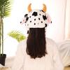 Warm Hat with Jumping Ears Party Stuffed Cow Ox Horn Toy Fleece Cap for Kids
