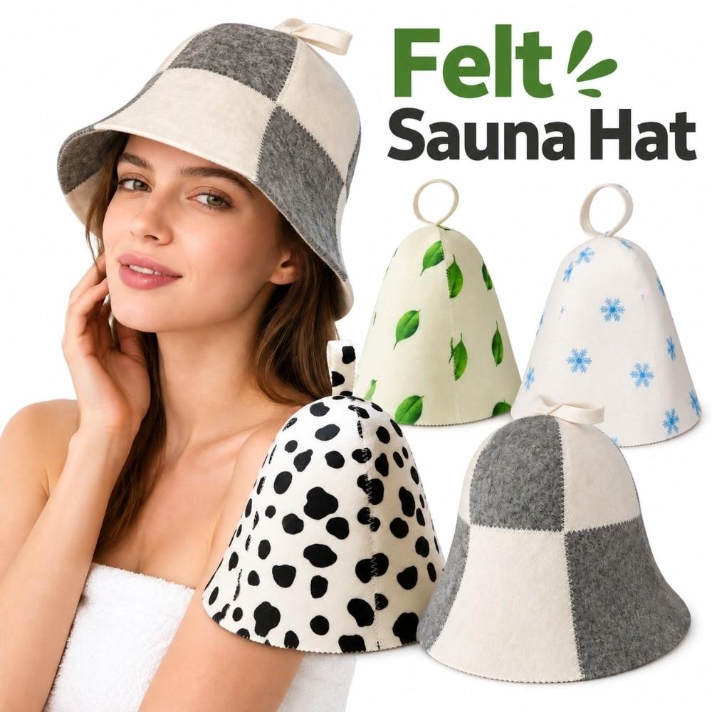 Felt Sauna Hat Leaf Pattern Steam Room Cap Gifts Felt Sauna Cap Unisex