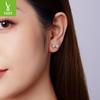 Bow S925 Sterling Silver Stud Earrings For Women, Shining Luxury Zircon Simple Stud Earrings.