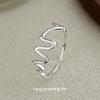 Cuiyan Shijie S925 Silver Korean Irregular Wave Geometric Women's Ring