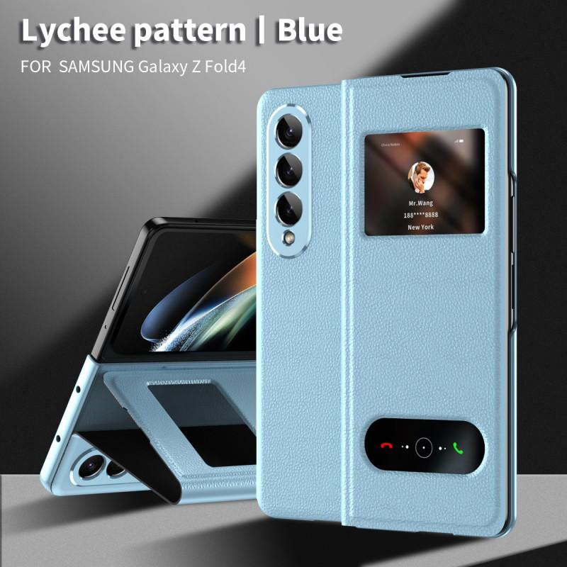 Premium Nappa Texture Flip Case With Stand Galaxy Z Fold 8 7 6 5 4 3 2 - Matte PU Leather Cover Anti-Fingerprint