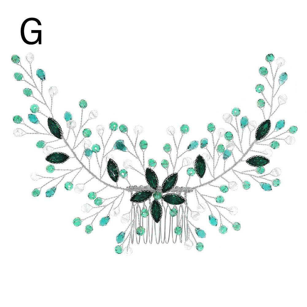 Beautiful Green Crystal Tiara Bridal Clips Rhinestone Hair Comb Flower Leaf Headbands Crystal Hair Combs