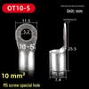 OT Series Pure Copper Crimp Lugs: Cold-Pressed Terminals, Brass Silver-Plated Bolt, Round Wiring Ears Connectors