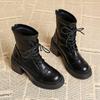 Autumn Winter Platform Thick Heels Woman Ankle Boots Concise Back Zippers Party Dress Shoes Modern Cotton Short Botas Para Mujer