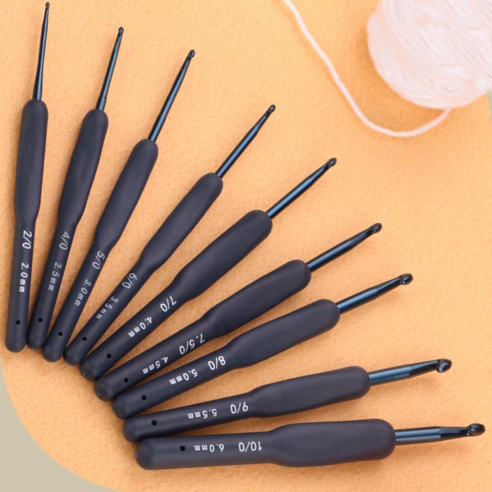 9PCS Knitting Tool Knitting Needle Soft Handle Handle Crochet Sewing Silicone Crochet Set Household