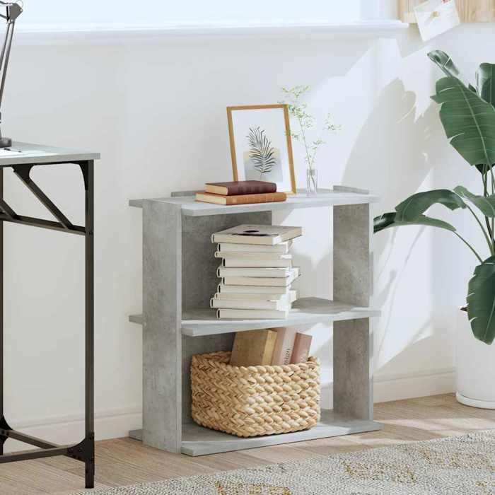 VidaXL Bibliothèque à 3 niveaux gris béton 60x30x60 cm bois ingénierie, étagère, étagère à livres, étagère de rangement, 860250